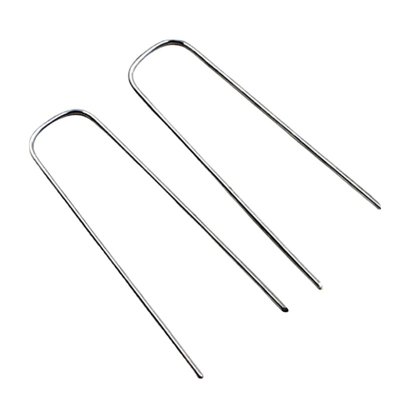 Factory direct supply U-shaped galvanized steel nail anti-grass cloth greenhouse gardening oblique pointed nail soil fence Holder spot