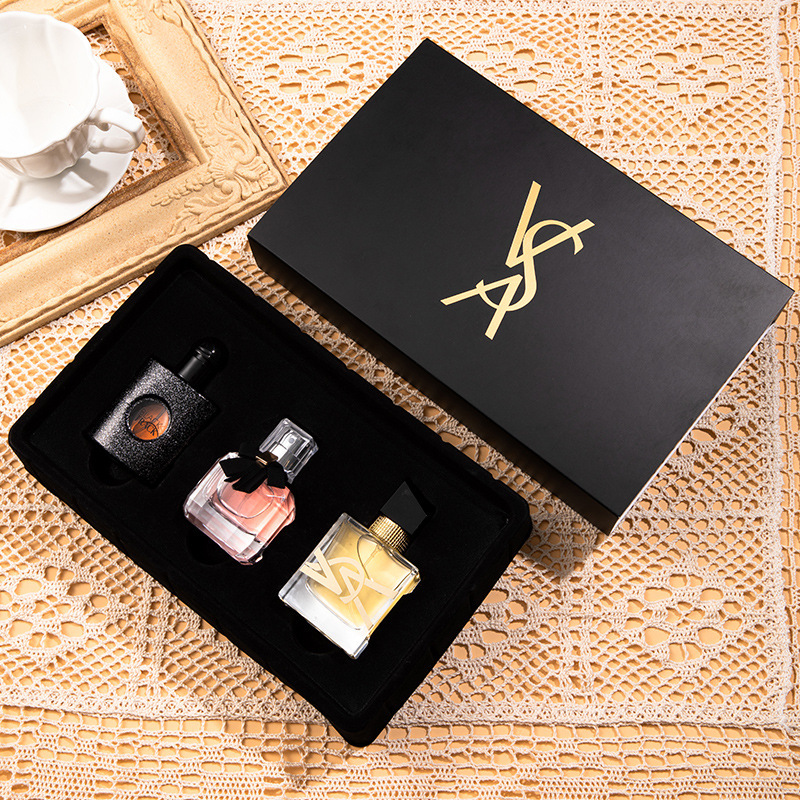 Women's perfume lasting fragrance Light Fragrance Gift Set Free Water Black Opium reversal Paris three-piece set Wholesale
