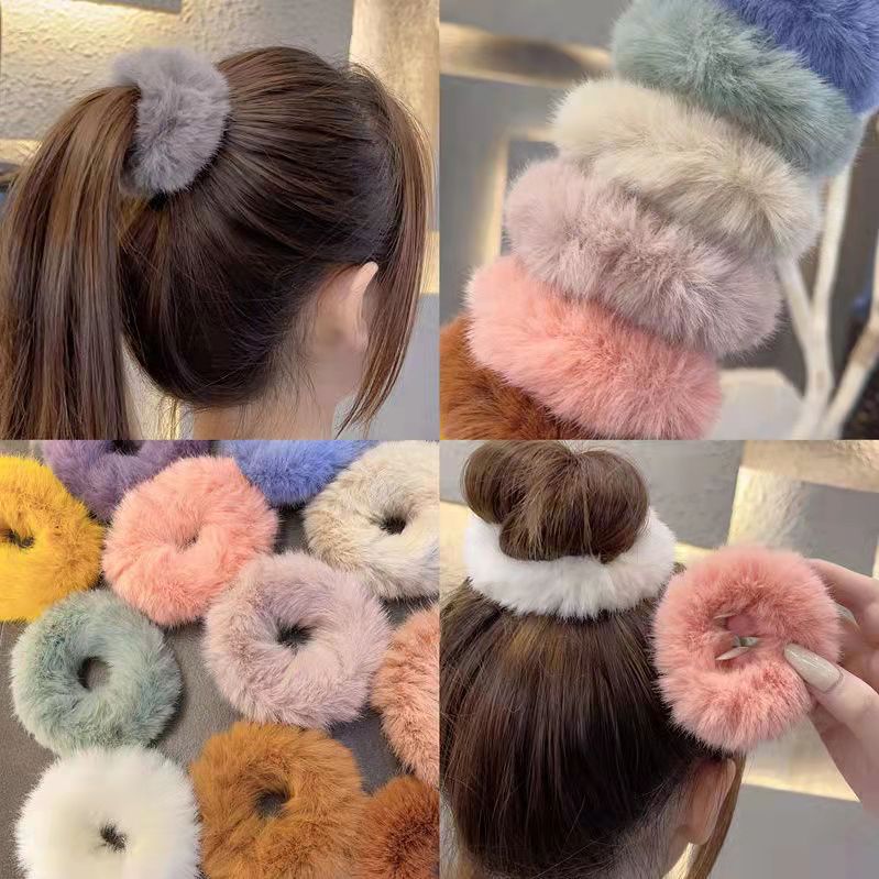 Autumn and Winter Simple Plush Hair Ring Imitation Mink Fur Rubber Band Tie Head Korean Elegant Internet Celebrity Hair Candy Color Hair Rope