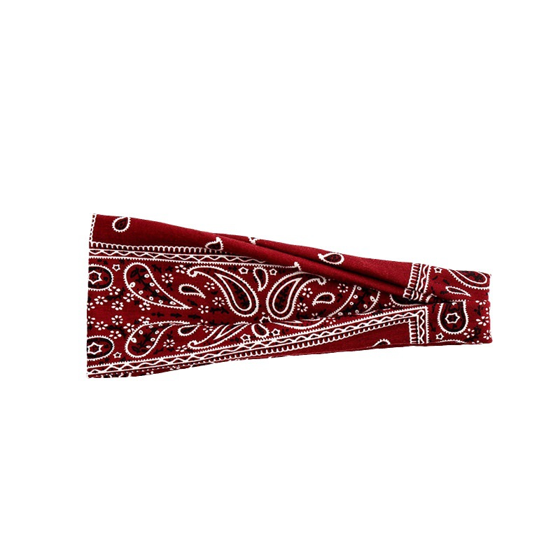 European and American sports hair band women's yoga print elastic hair band Amazon bohemian wide-brimmed turban hair accessories