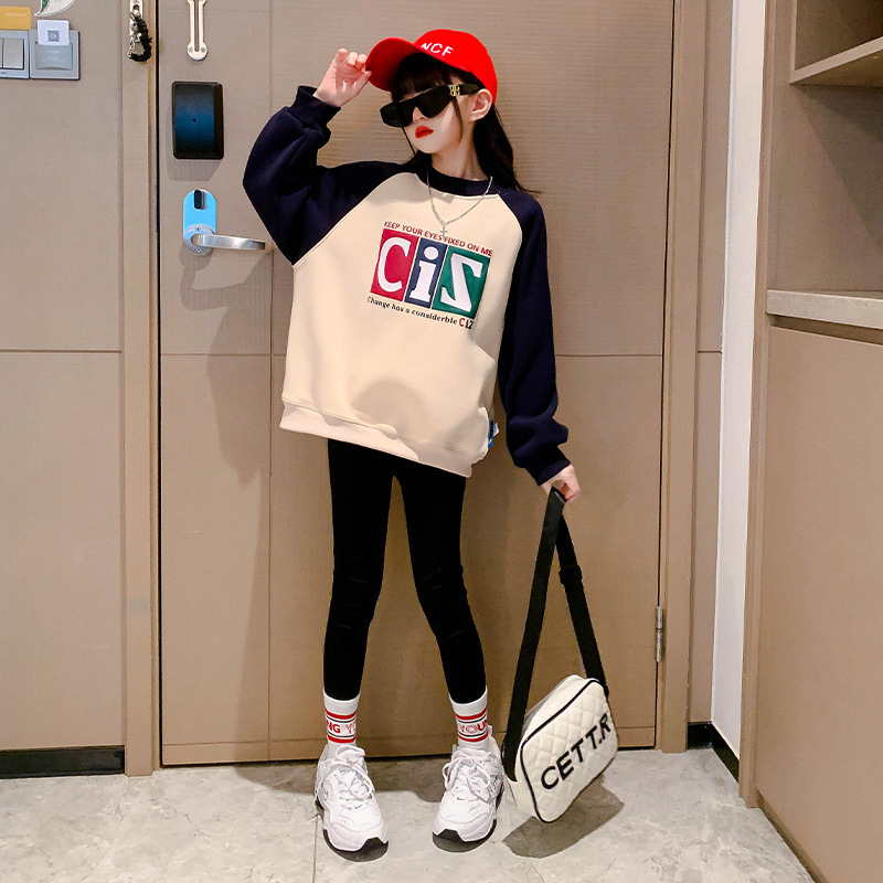 女童衛衣春秋款2023新款韓版洋氣兒童裝春裝打底衫中大童時髦上衣