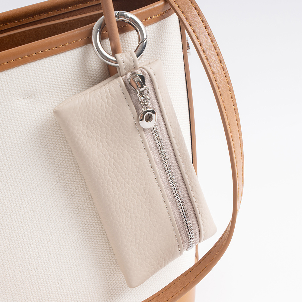 ins coin purse women's cute leather short zipper small wallet first layer cowhide keychain coin purse wholesale