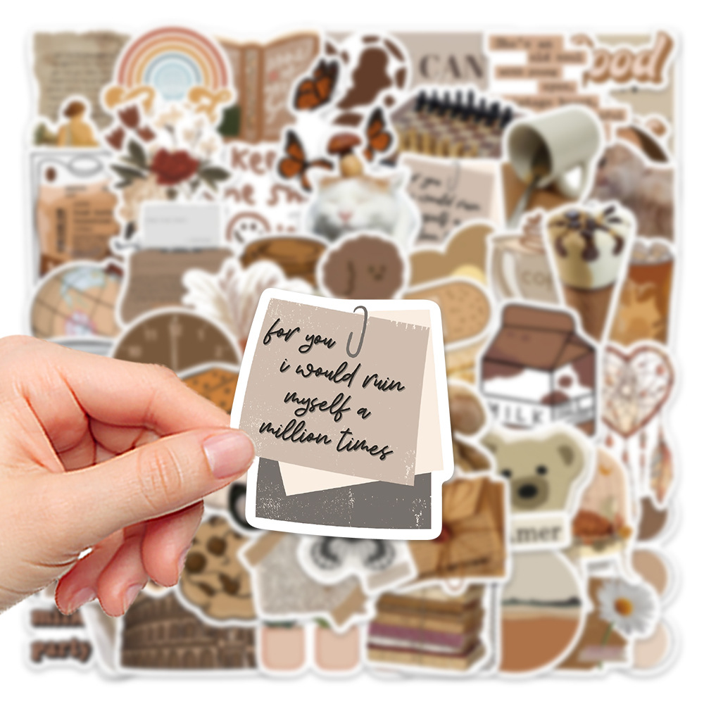 60 Brown aesthetic stickers laptop notebook phone case water Cup decoration waterproof diy stickers