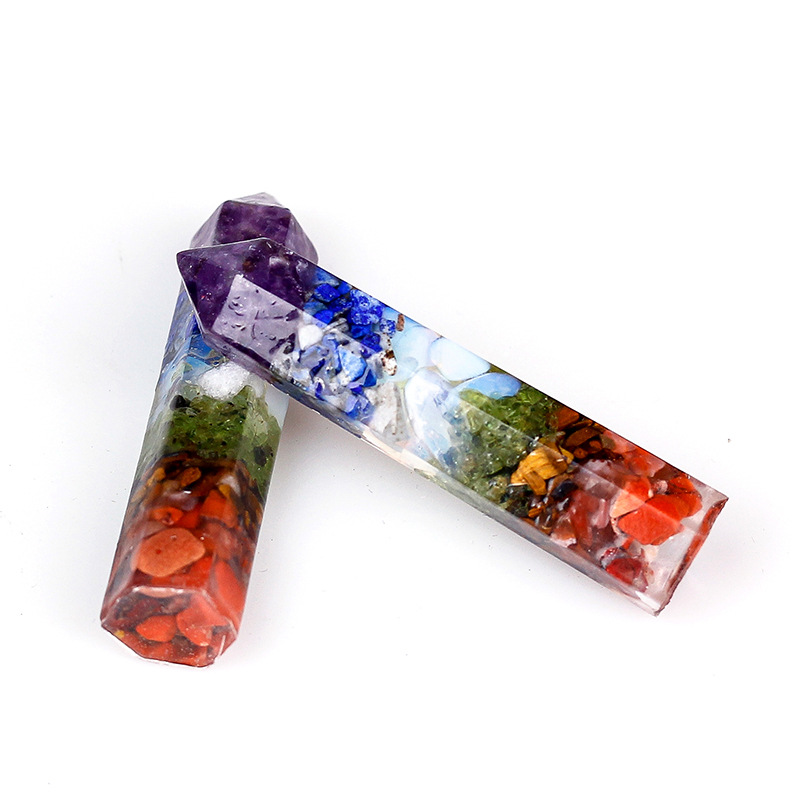 Natural crystal column hexagonal prism gravel amethyst Tiger Eye stone decoration Chakla home office decoration popular