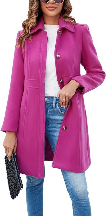 Amazon cross-border new women's elegant single-breasted long-sleeved lapel winter coat pea coat