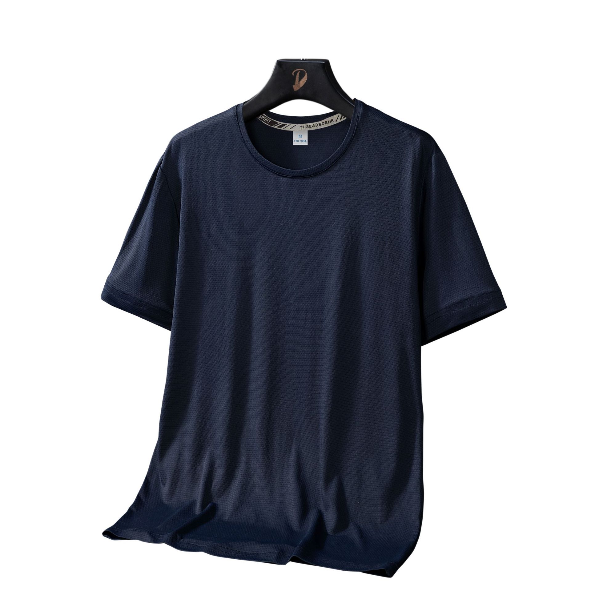 New Ice Silk quick-drying short-sleeved T-shirt men's summer Tide brand trend sports leisure round T-shirt a generation of hair