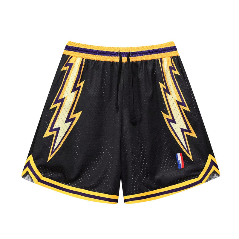 Summer Basketball Pants Men's and Women's American-style Four-point Retro Double-layer Mesh Sports Fitness Casual Breathable Shorts Without Zipper