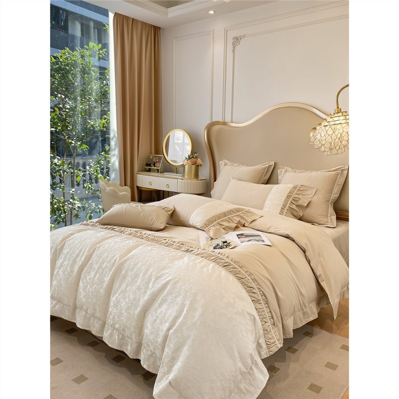 French class A high-end 180 cotton four-piece set 100 cotton skin-friendly naked sleeping bed sheet quilt cover 1.8 bedding