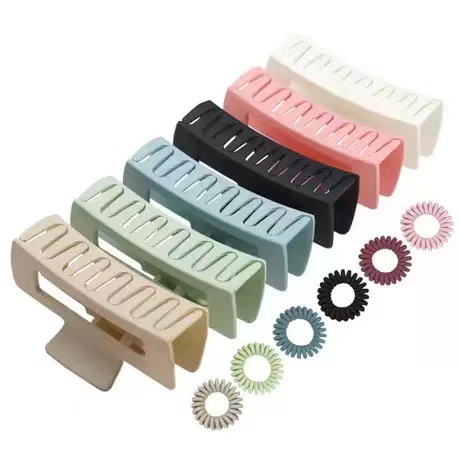 New Morandi Square Large Grab Clip Shark Clip Simple High Elastic Telephone Line Hair Ring Hair Accessories Wholesale_voghion.com