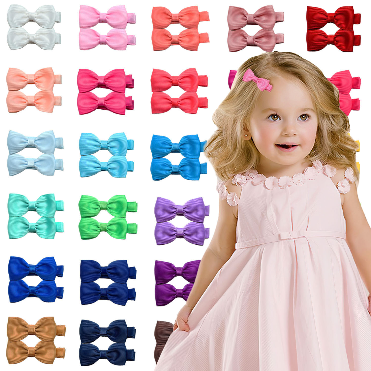 European and American children's jewelry Amazon non-slip bow hairpin 40 color baby headdress hair accessories cloth hairpin in stock