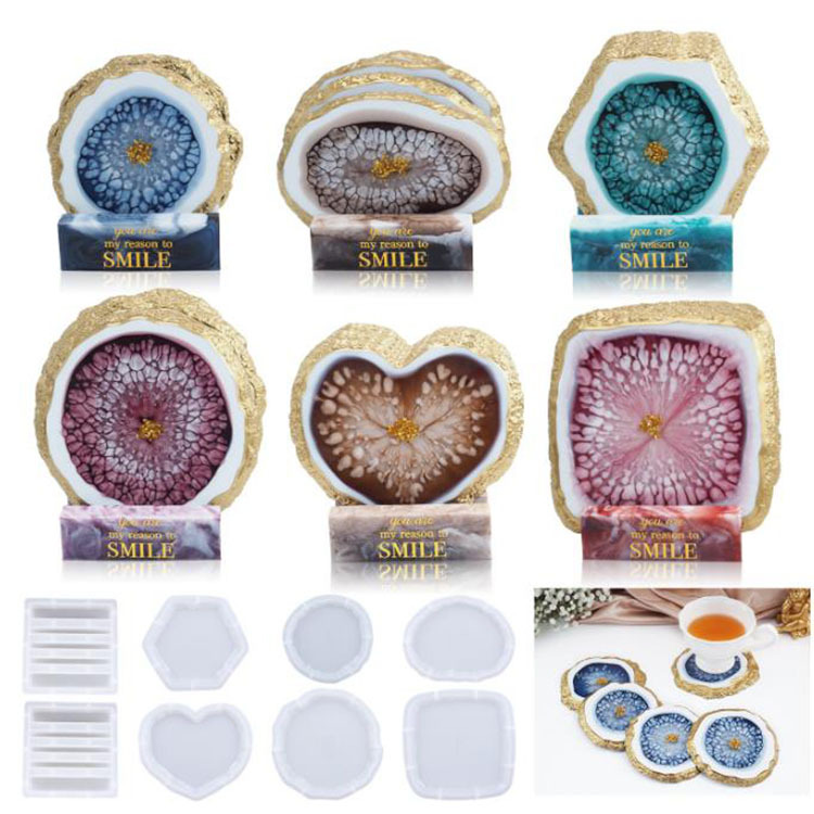diy crystal drop glue epoxy resin irregular coaster tray tea cup pad jewelry plate gypsum mirror silicone mold