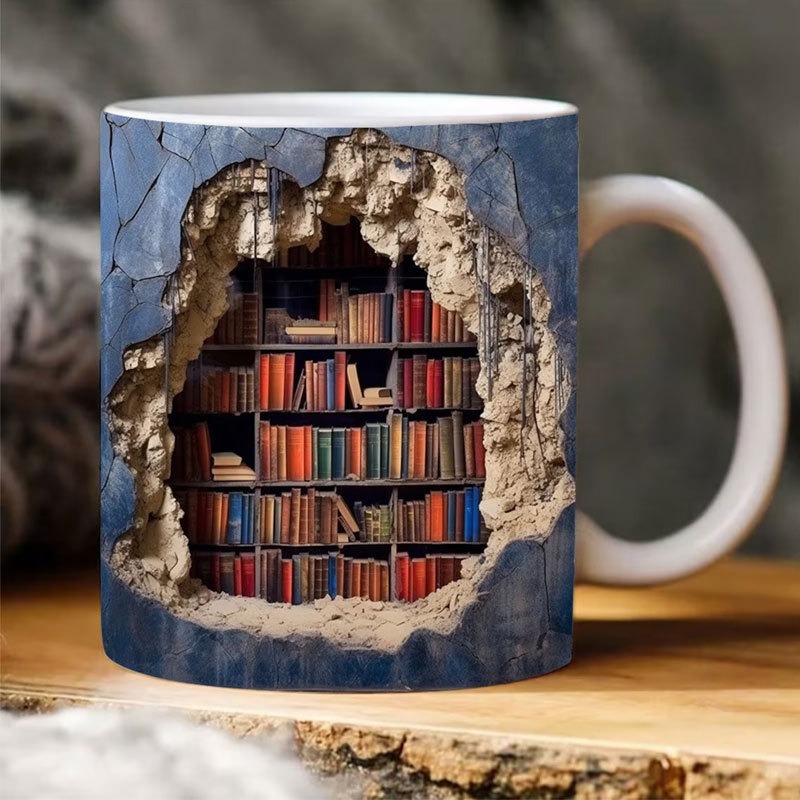 Cross-border new ceramic 3D Bookshelf Mug creative space design multi-purpose Mug