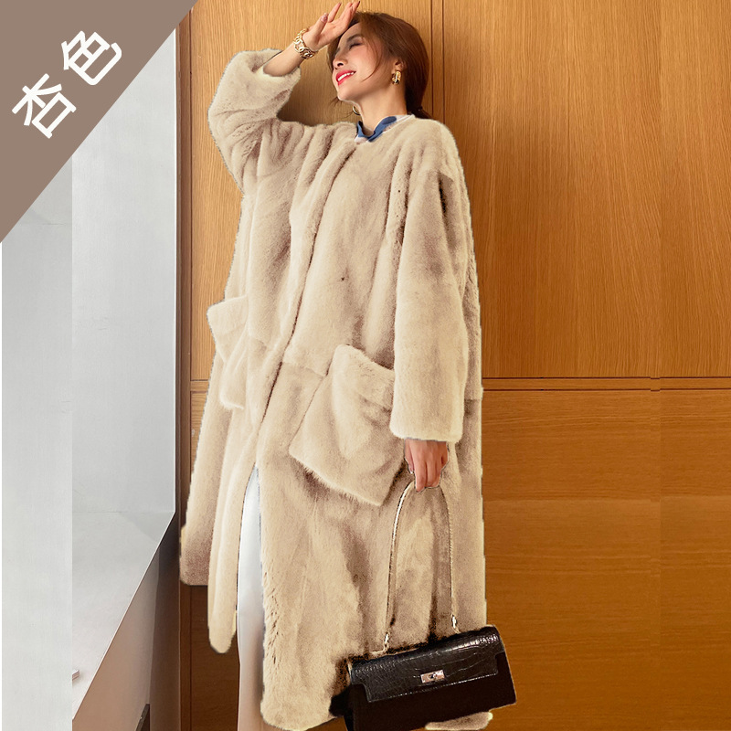 2021 New Winter Fashion Casual Faux Fur European and American Elegant Coat Women's Coat Loose Foreign Trade Mid-length