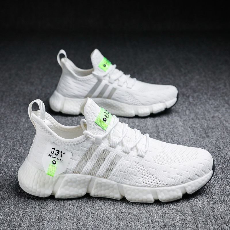 2023 Summer Breathable men's Running Shoes Trendy Shoes Korean Style Casual men's Mesh Breathable Fly Woven Large Size Sneakers