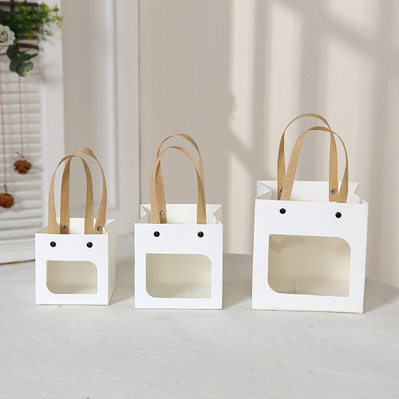 Simple gift bag ins internet celebrity baking bag cake square bottom kraft paper bag gift handbag wholesale