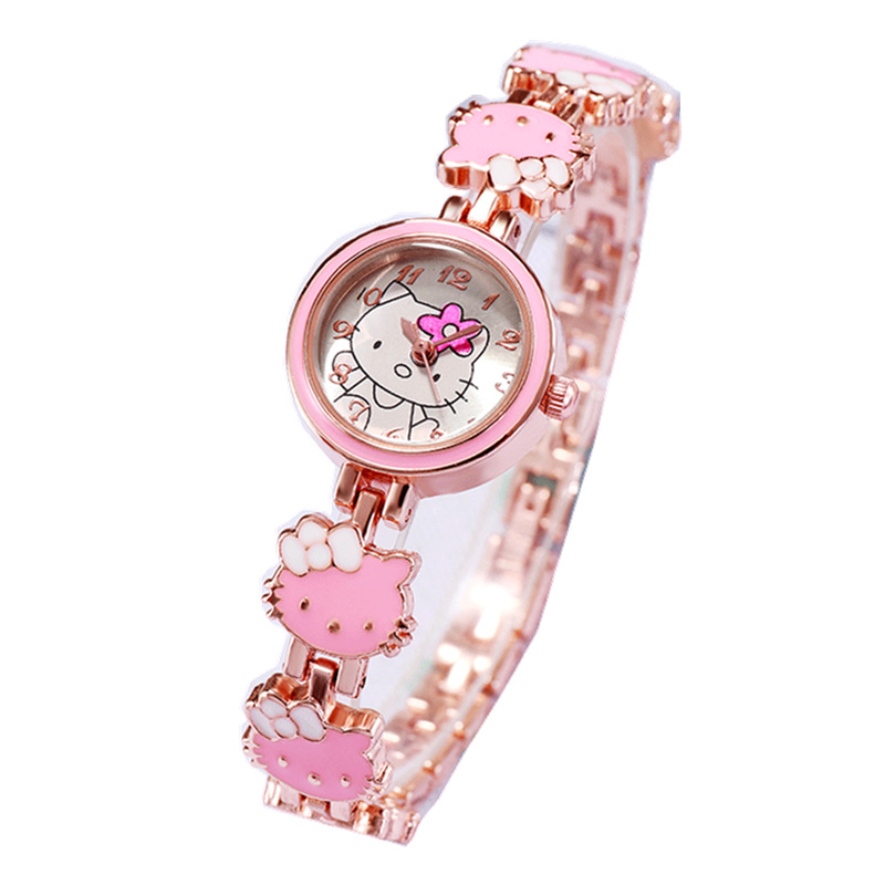 New KT cat watch women's fashion cute children's bracelet steel belt watch women's student electronic quartz watch