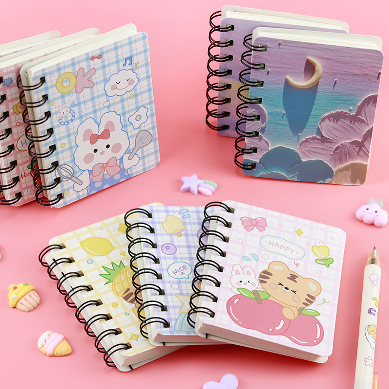 Cartoon A7 coil book high color value cute fun animal oil painting mini notebook student pocket notepad wholesale