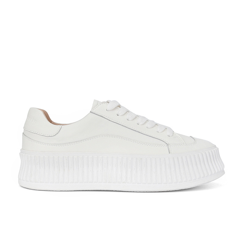 Genuine Leather White Shoes New Shoes Women's All-match Summer Student Height-increasing Small Casual Board Shoes Platform-soled Biscuit Shoes