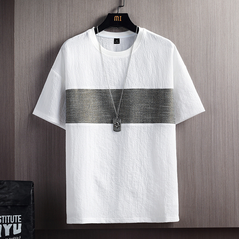 Men's short-sleeved T-shirt men's 2022 summer new round neck half-sleeved Korean style slim fit plus size T-shirt youth bottoming shirt