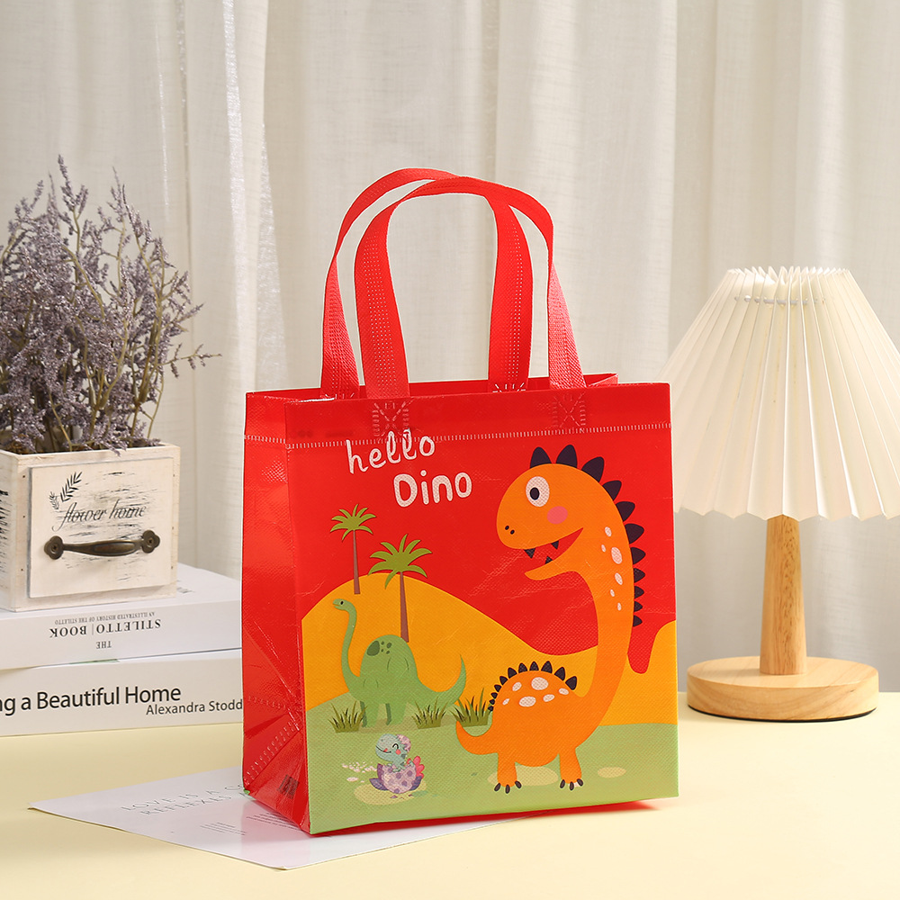 Non-woven cartoon dinosaur tote bag printed logo take-out packaging bag birthday gift shopping bag gift bag batch