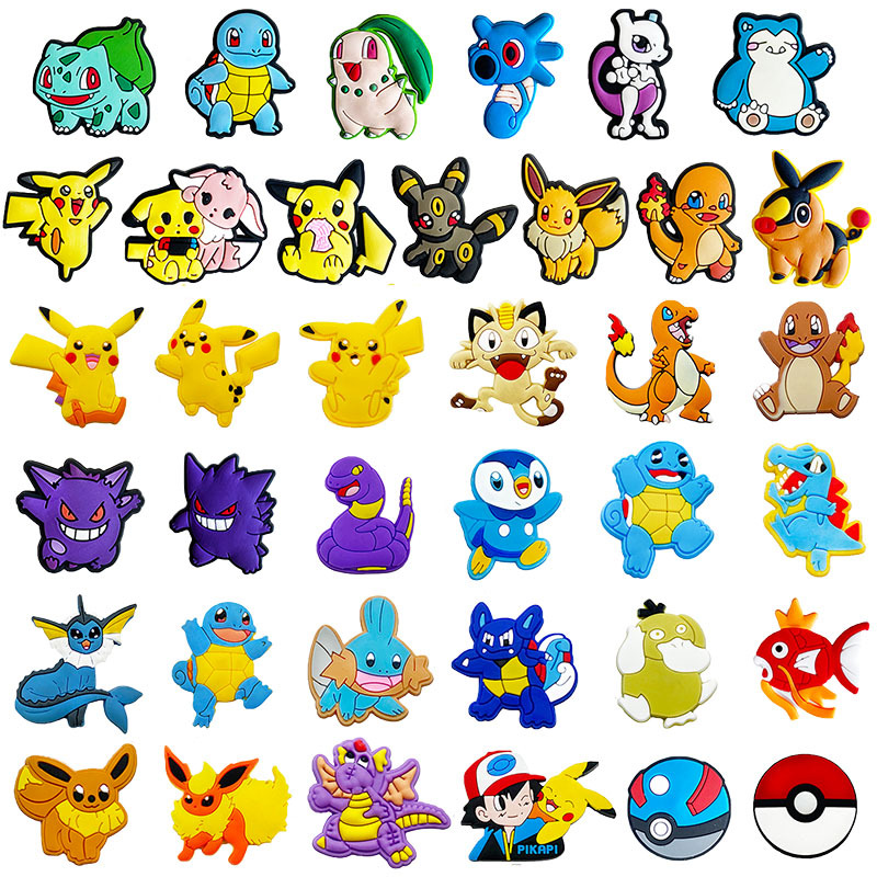 Pokémon Hole Shoes Accessories Pet Elves Amazon Cross-border Shoe Flower Shoe Buckle pvc Drop Plastic Soft Rubber
