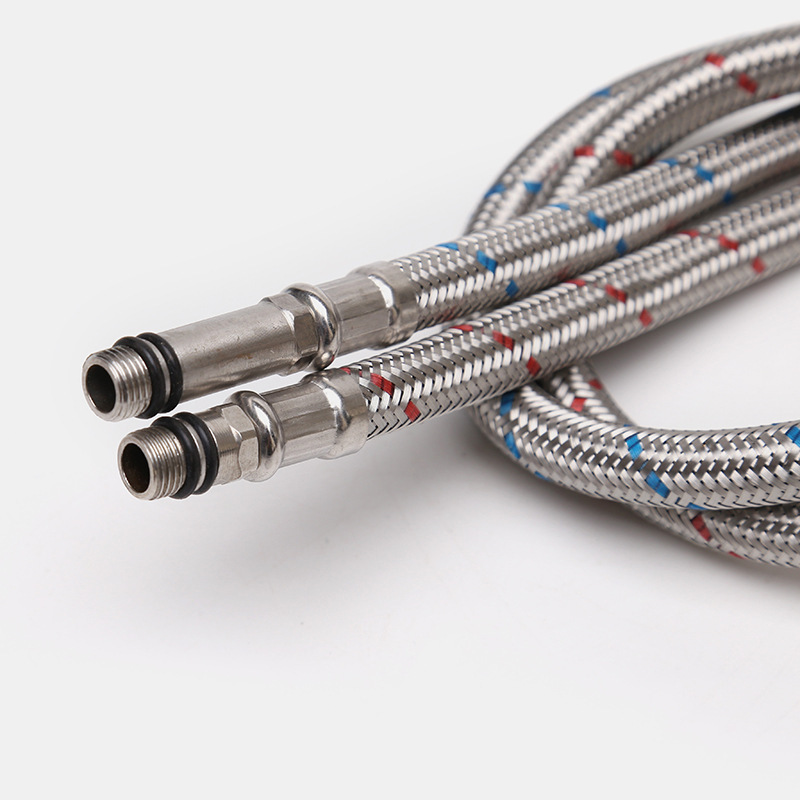 304 stainless steel cold and hot water inlet pipe red and blue steel wire pressure resistant water inlet pipe metal braided hose various specifications