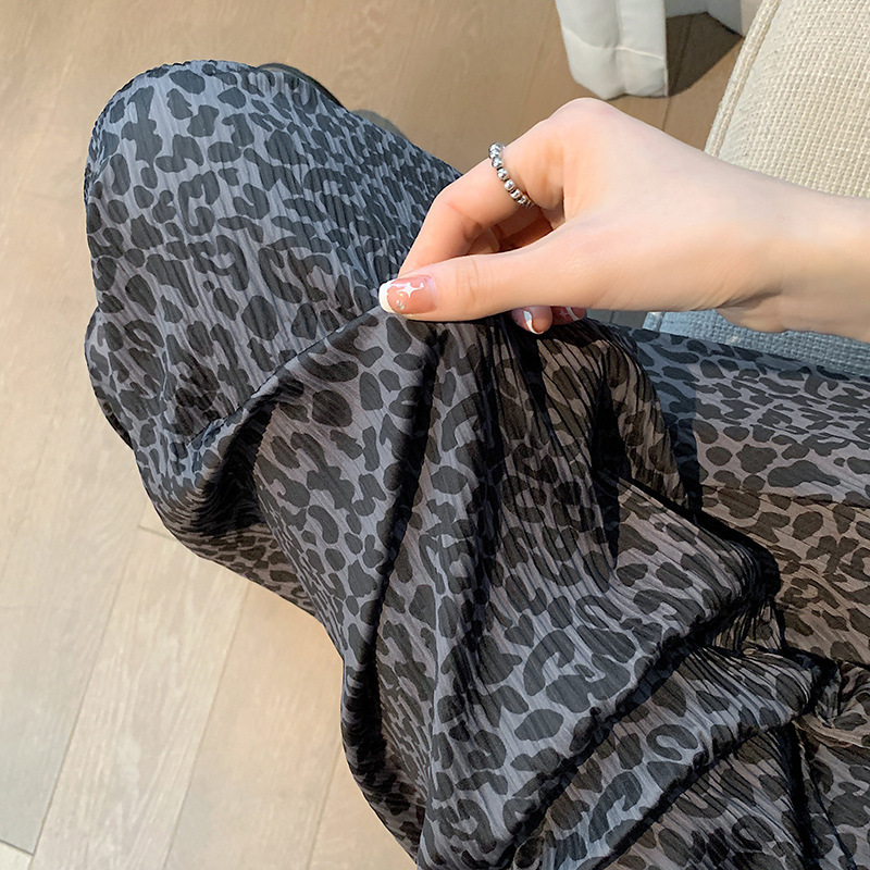 Ice Silk Tie-Dye Narrow Wide-Leg Pants Women's Spring and Summer Thin Straight Slim-fit High Waist Dosing Casual Foreign Trade Pants