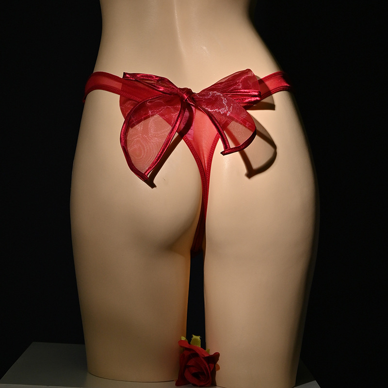 Spring New 2020 T pants ribbon bow bunny sexy transparent thin strap girl Japanese and Korean style Lolita OL