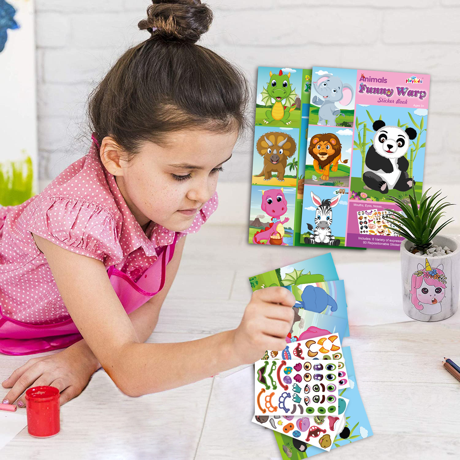 Cross-border Fun diy Children's Sticker Focus Animal Dinosaur Elephant Panda Face-changing Princess Dress-up Sticker Book