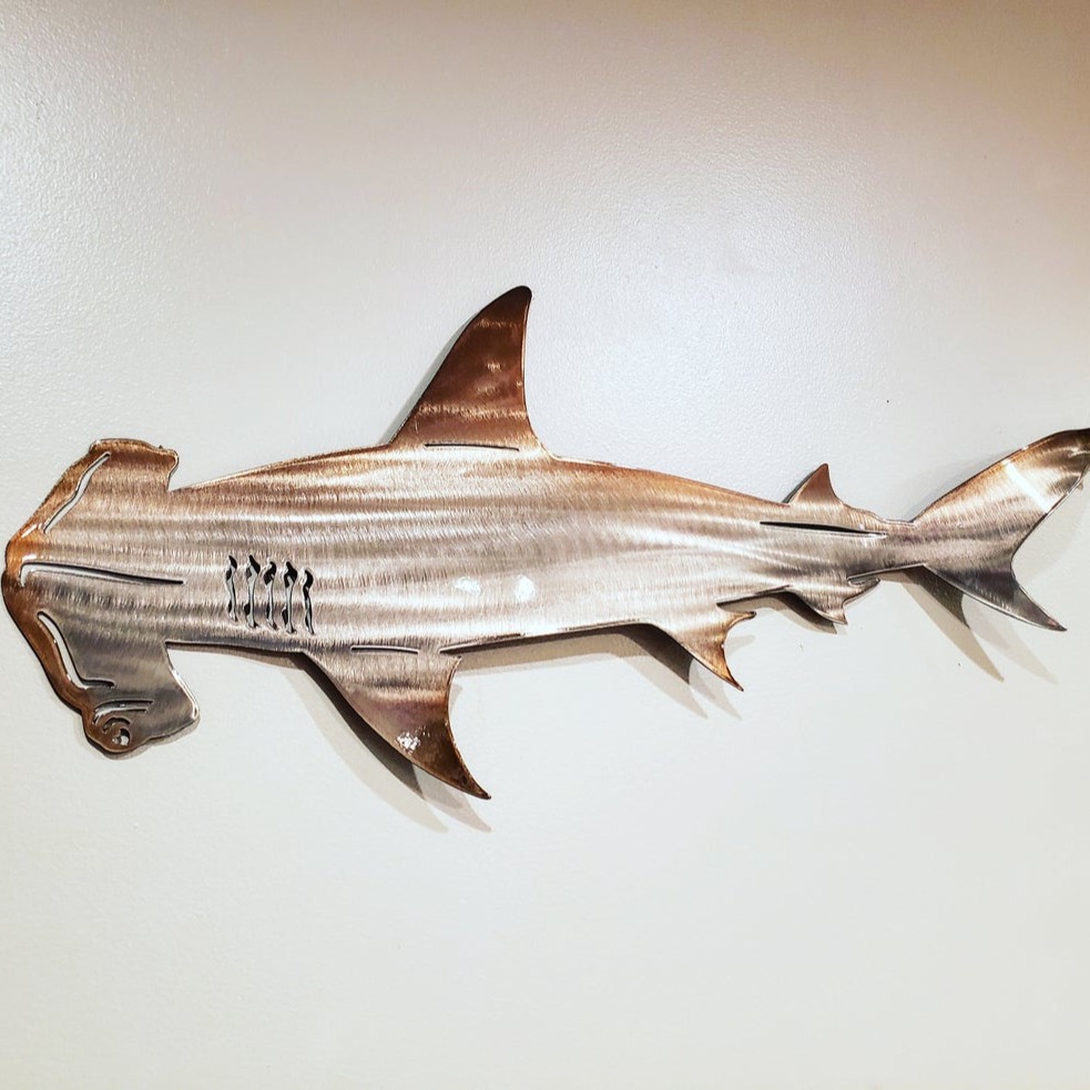 跨境Shark steel art decoration鲨鱼不锈钢艺装饰品壁挂装饰