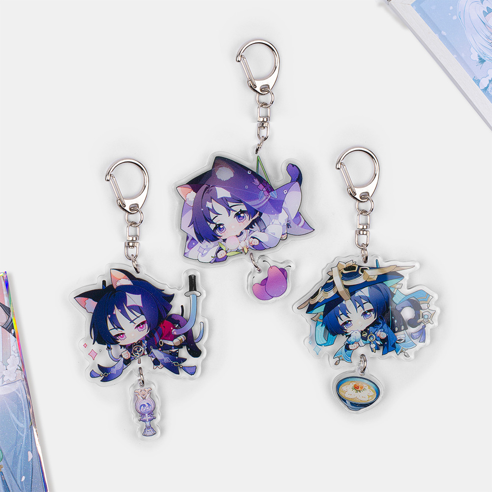 [Worm Meow] Original God Game Keychain Acrylic Pendant Country Collapse Wanderer Scattered Soldiers Secondary Animation Surrounding