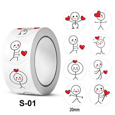 Xiaohongshu same style Stickman stickers cartoon cute creative label round stickers children's hand account sealing stickers