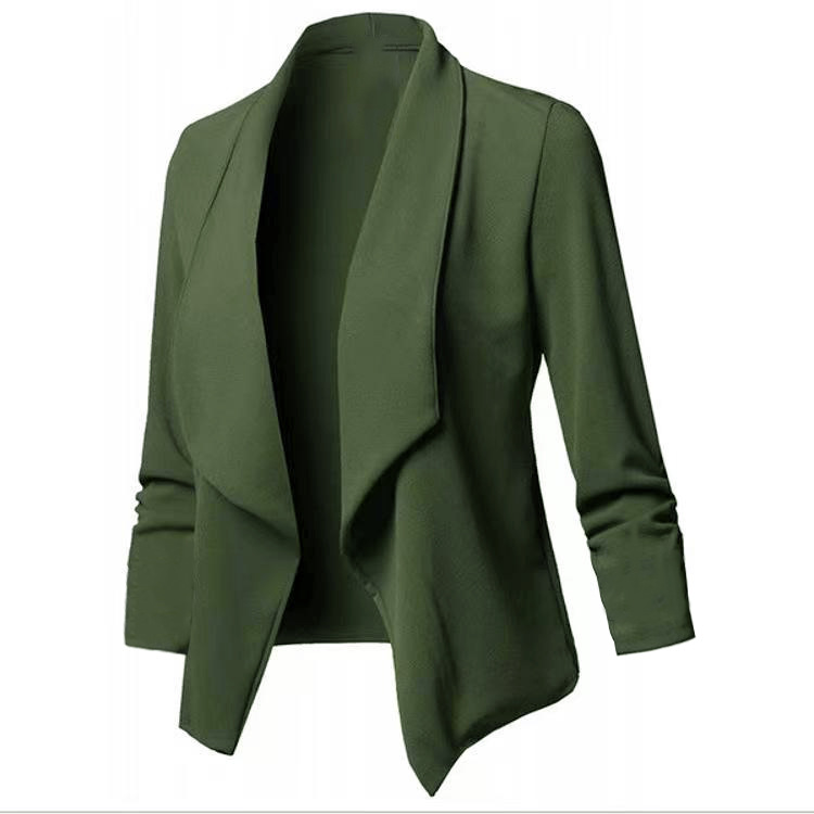 2023 Amazon independent station hot sale slim-fit long-sleeved rubber band solid color all-match collar lapel small suit jacket
