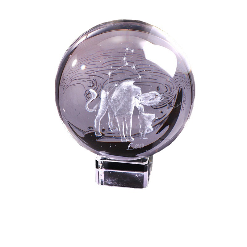 Cross-border hot crystal creative carved crystal ball wholesale desktop decoration twelve constellation exquisite gift gift
