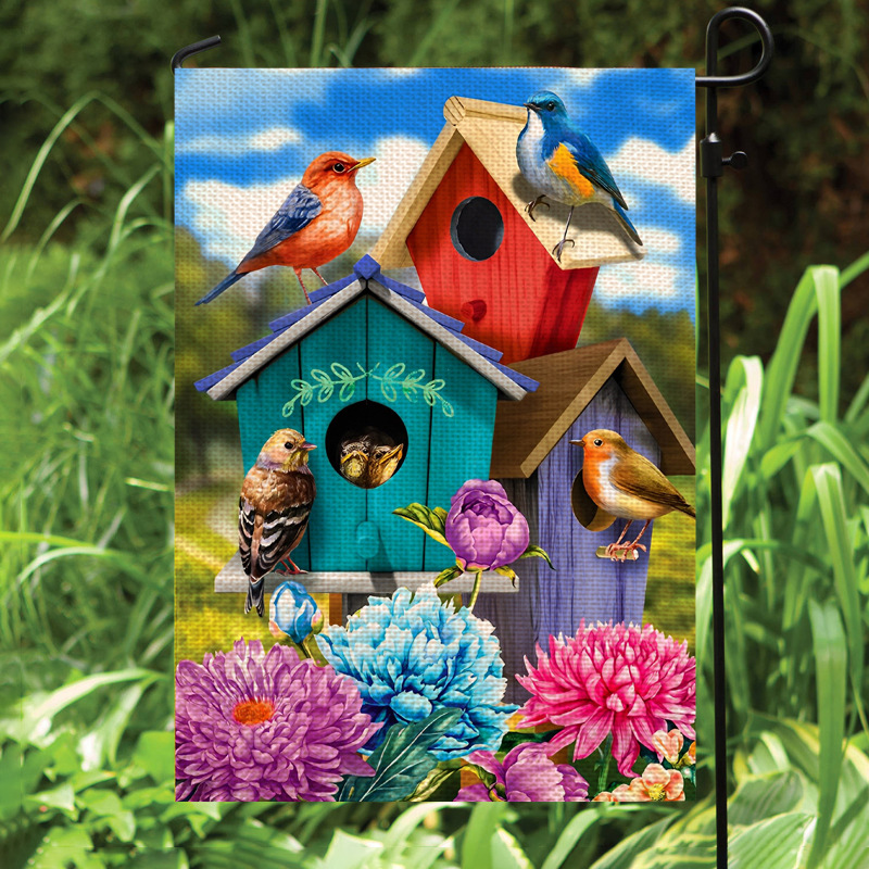 Outdoor garden courtyard decoration garden flag atmosphere flag double-sided printing garden decoration background to map customization