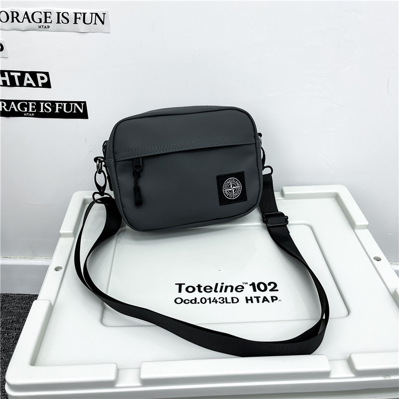 Street Fashion Personalized Crossbody Bag Men and Women Outdoor Sports Hip-Hop Portable Small Satchel Stone Island Leather Shoulder Bag