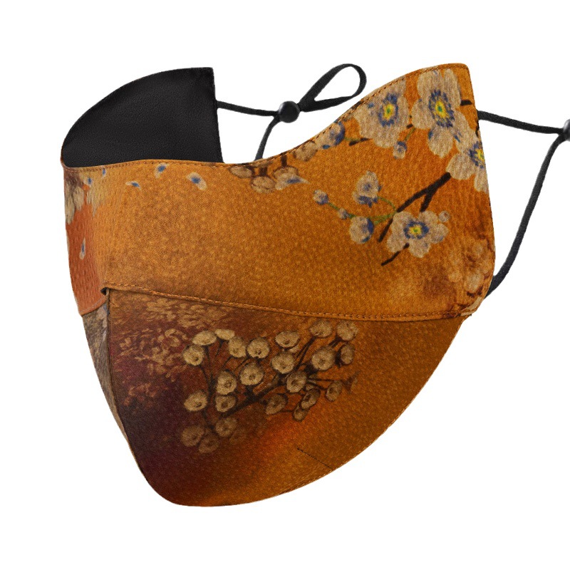 A generation of hair fragrant cloud gauze mask eye corner mulberry silk breathable mask elastic band printed silk mask 0835