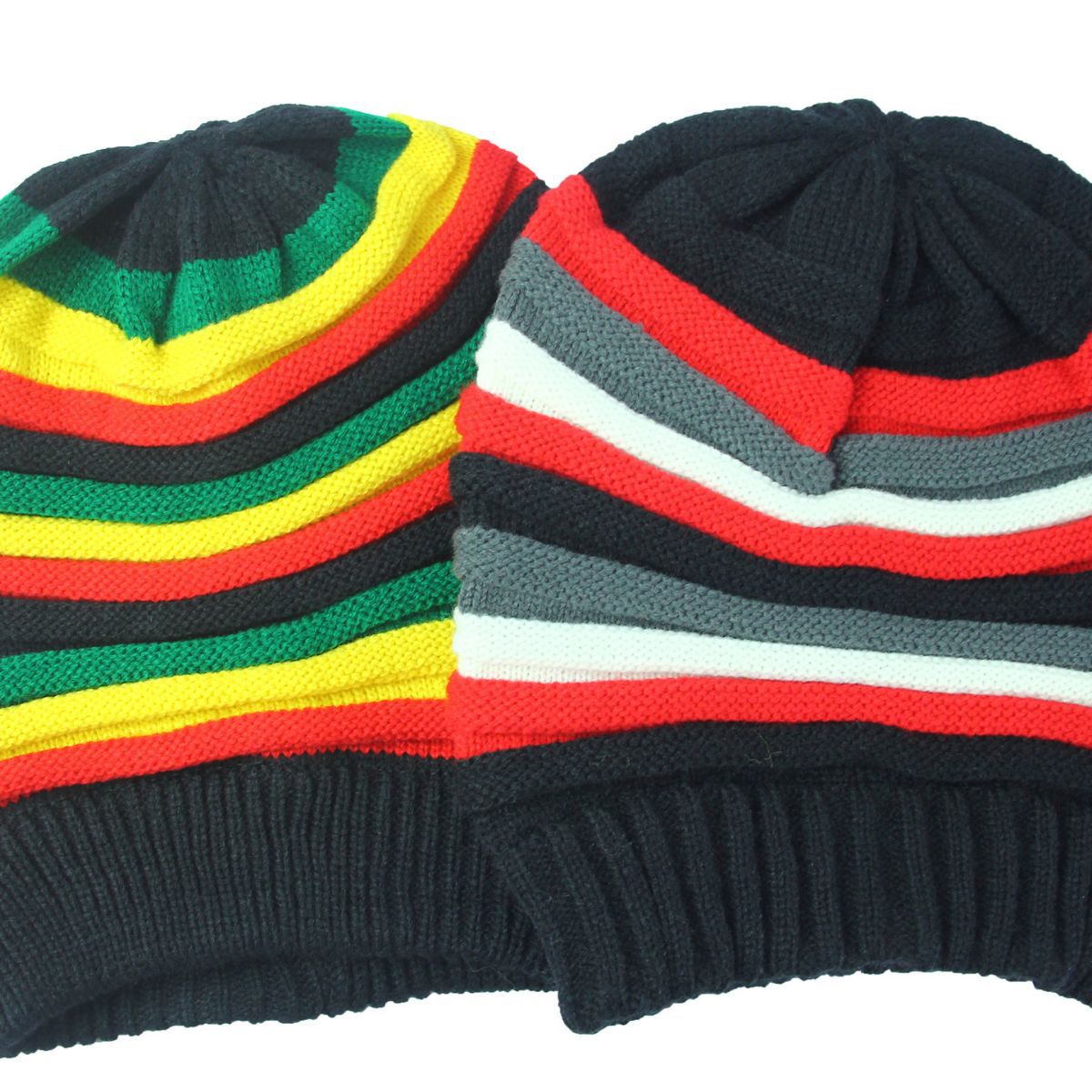 Amazon 2019 European and American Foreign Trade popular colorful striped pile hat warm pullover knitted wool hat