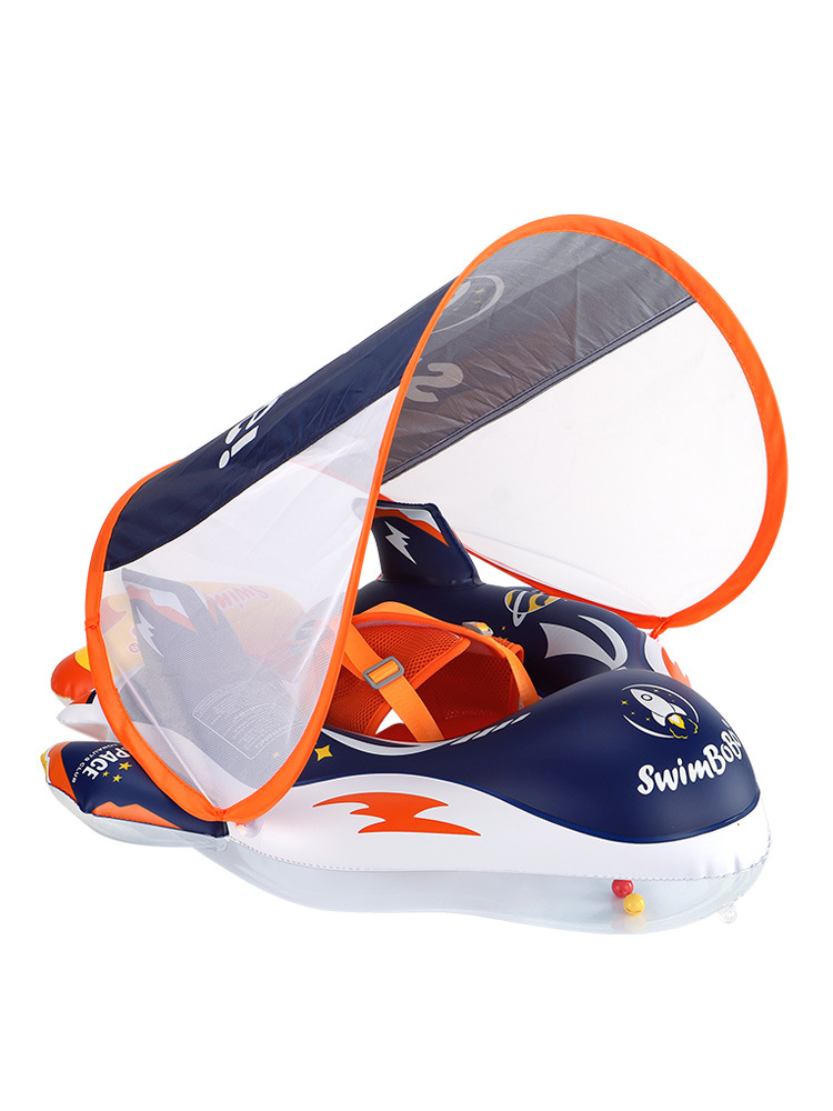 swimbobo Baby Swimming Ring Rocket Shaped Detachable Awning Inflatable Children's Lie Ring Baby Swimming Ring
