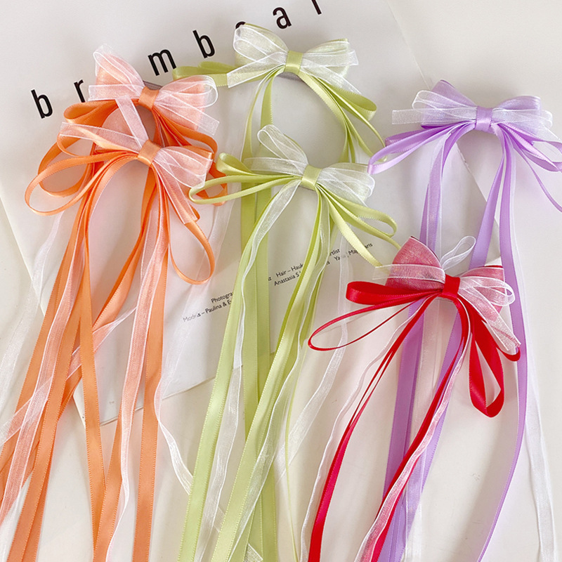 Hanfu headdress girl hair band tie hair bow braid hair clip girl princess long ribbon hairpin hair accessories wholesale