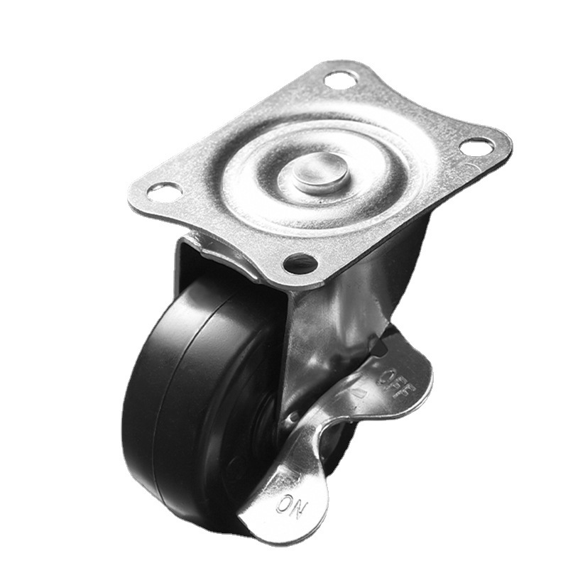 Silent rubber caster roller thickened universal wheel with brake wheel directional wheel cart caster wheel wholesale