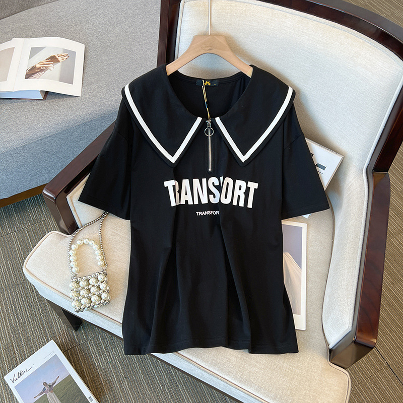 60.00 kg-175.00 kg chubby girl plus size women's clothing fat sister short sleeve casual T-shirt top women 2024 spring and summer new