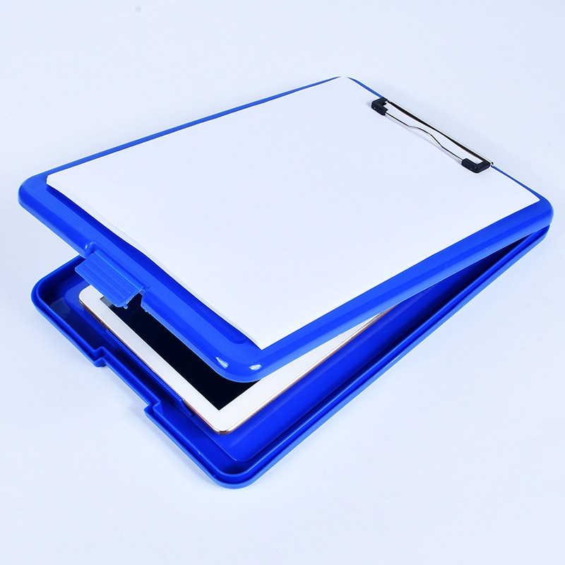 Factory wholesale file box with Pen slot A4 writing tablet clip file file box with storage box board clip printable