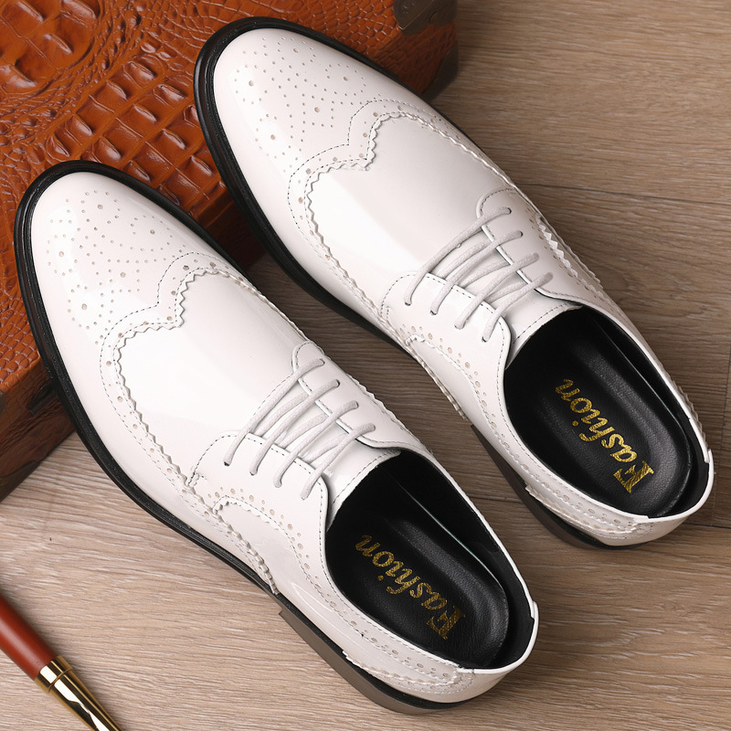 Spring and Autumn New Men's Shoes Business Dress Fashionable Pointed Leather Shoes Men's All-match Korean Style Large Size Wedding Shoes for Youth