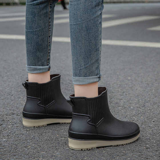 Non-slip Rain Boots Kitchen Waterproof Shoes Laundry Women's Summer Short Tube Rubber Shoes Plastic Overshoes Water Boots Thickened Rain Boots All-match