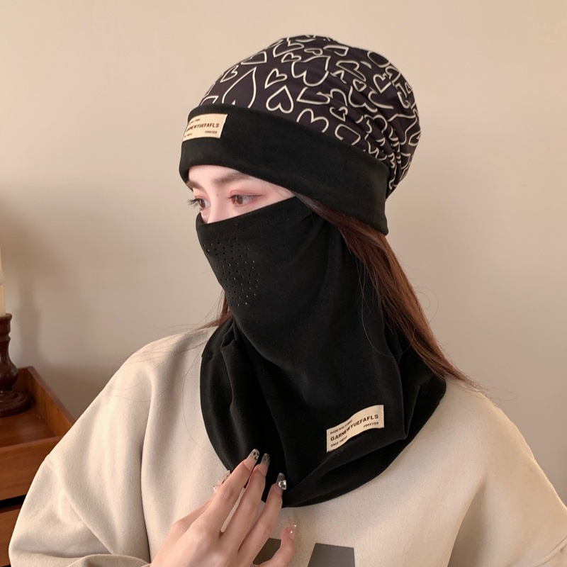 Autumn and winter warm basin hat ear protection Korean style hat women's outdoor hat riding cold-proof comprehensive protection dustproof men's mask tide