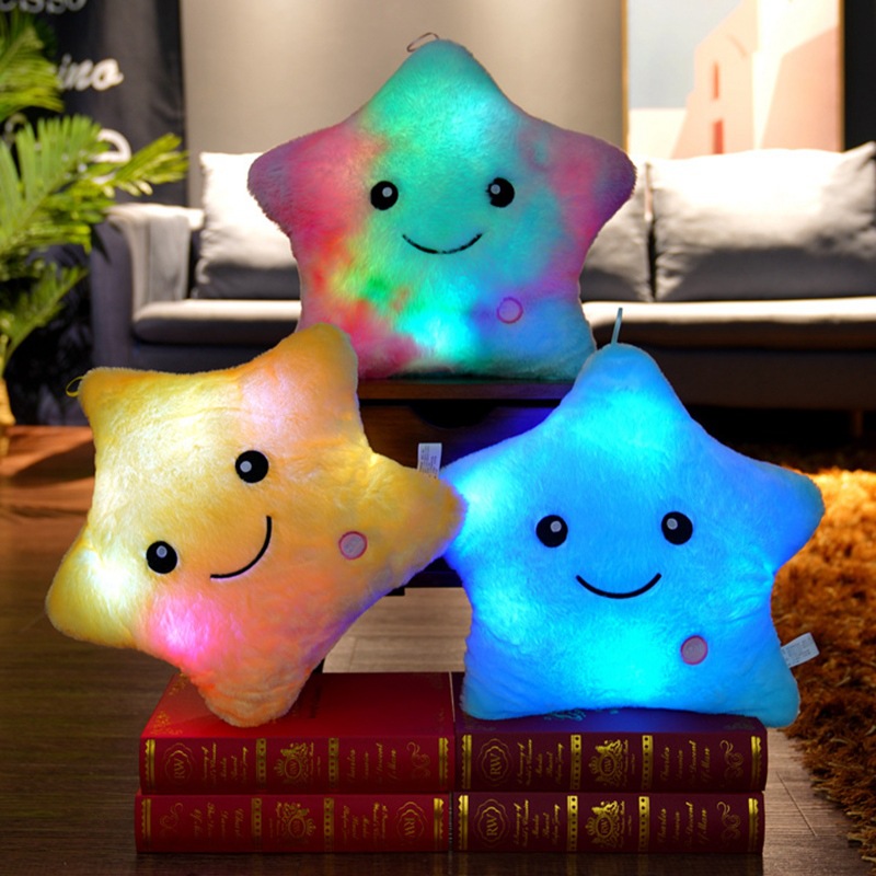 Cross-border Amazon AliExpress LED luminous toy five-pointed star love bear paw pillow birthday gift for women
