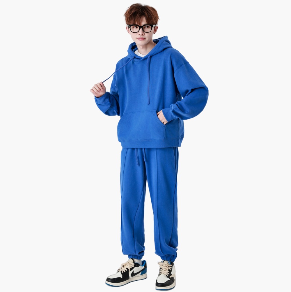 LVLV men's clothing | Heavy carbon brushed ring hooded sweater cross-border pullover sports top printed LOGO