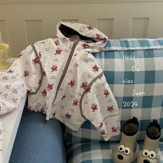 Size Volume 24 Spring and Autumn Men's and Women's Children's Clothing Western Style Double-sided Wear Korean-style Zipper Hooded Jacket Rusher Popular Jacket