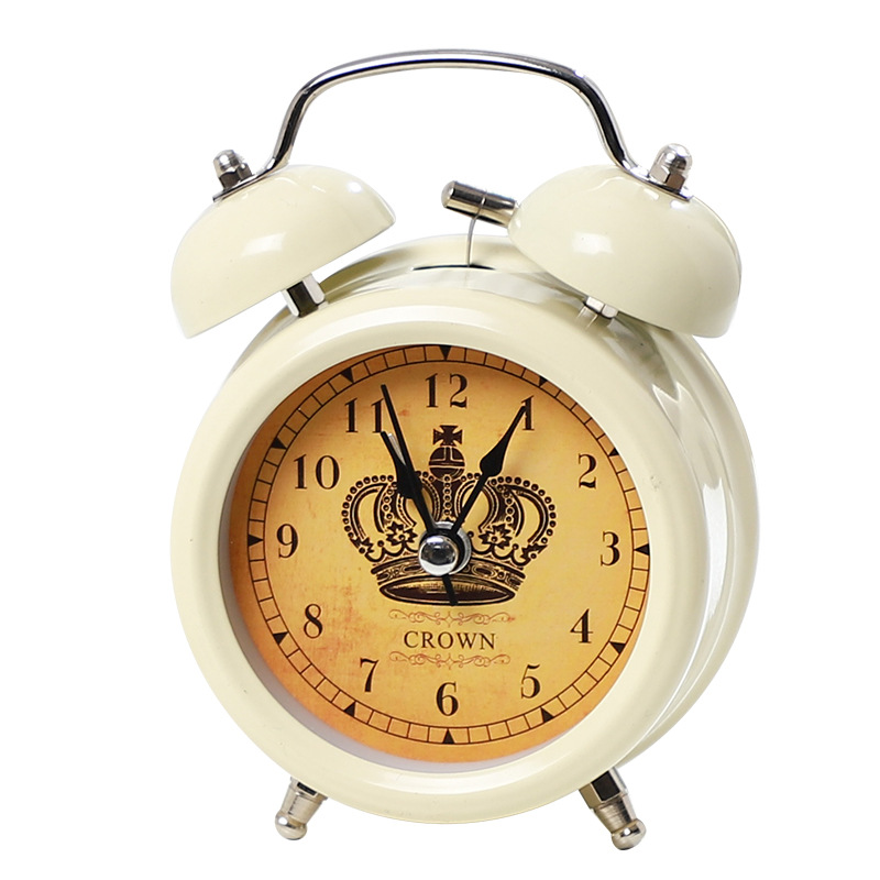 European-style Metal Clock Creative Mute Children's Electronic Alarm Clock Simple Living Room Bedroom Student Luminous Quartz Clock